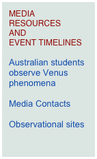 MEDIA RESOURCES
AND 
EVENT TIMELINES

Australian students observe Venus phenomena

Media Contacts

Observational sites